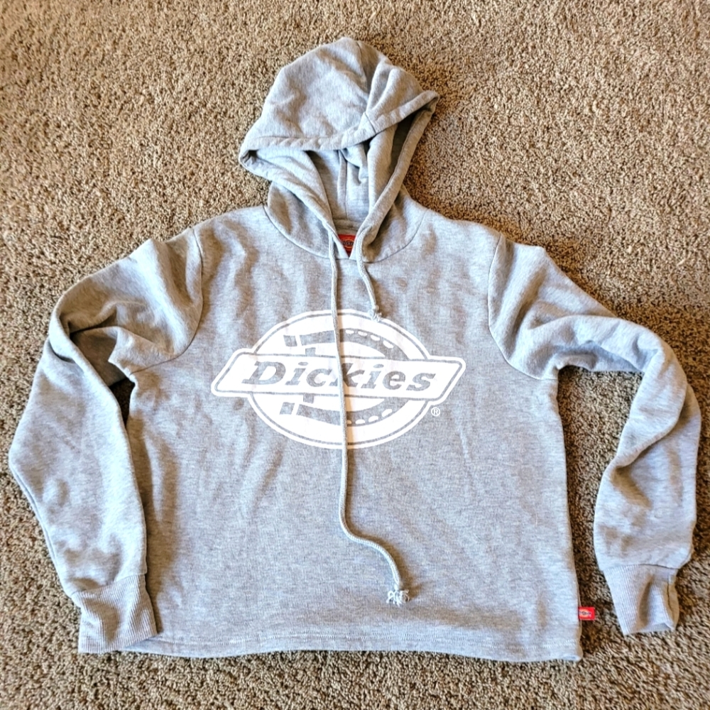 Dickies Women Small Crop Top Hoodie Gray EUC